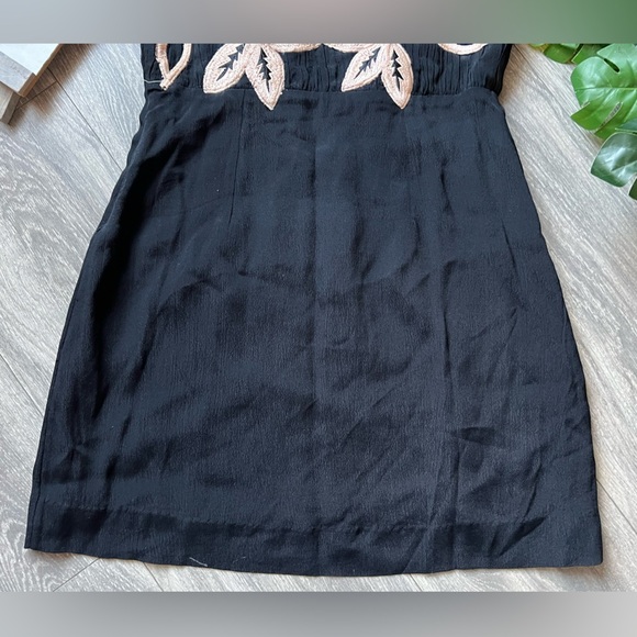 Free People Shadow Floral Appliqué Strapless Mini Dress Black Champagne Size M - Picture 11 of 15